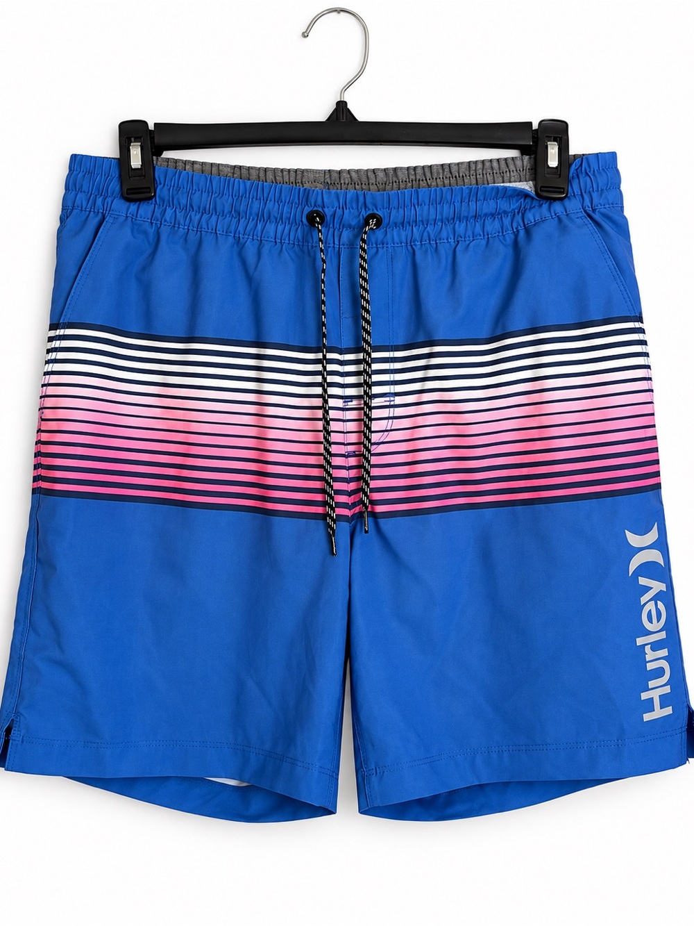 Hurley men’s large colorful drawstring pull on relaxed fit lined swim trunk shor